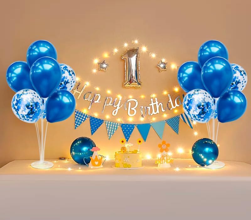 Blue Balloon Stand Centerpiece Table Decorations for Men's Birthday Father's Day Retirement