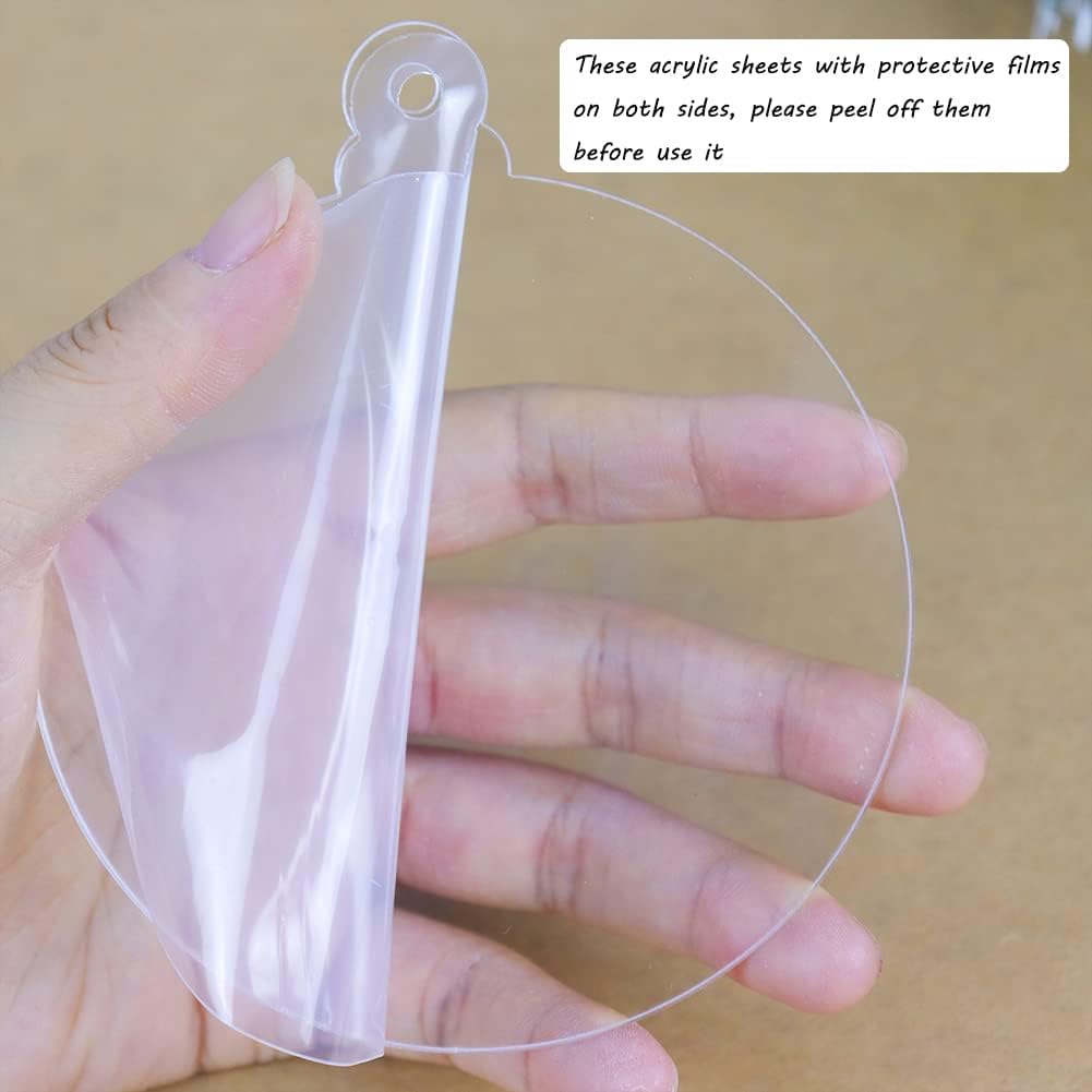 20Pcs 4 Inch Clear Acrylic Christmas Ornaments - DIY Craft Hanging Ornaments for Christmas Tree