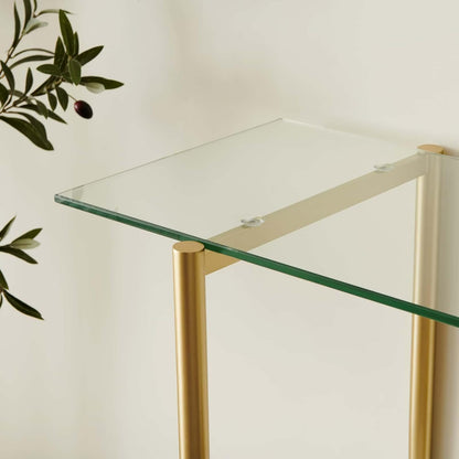 Glass Console Table for Living Room, Foyer & Entrance, 2-Tiers Mid-Century Modern Sofa Table with