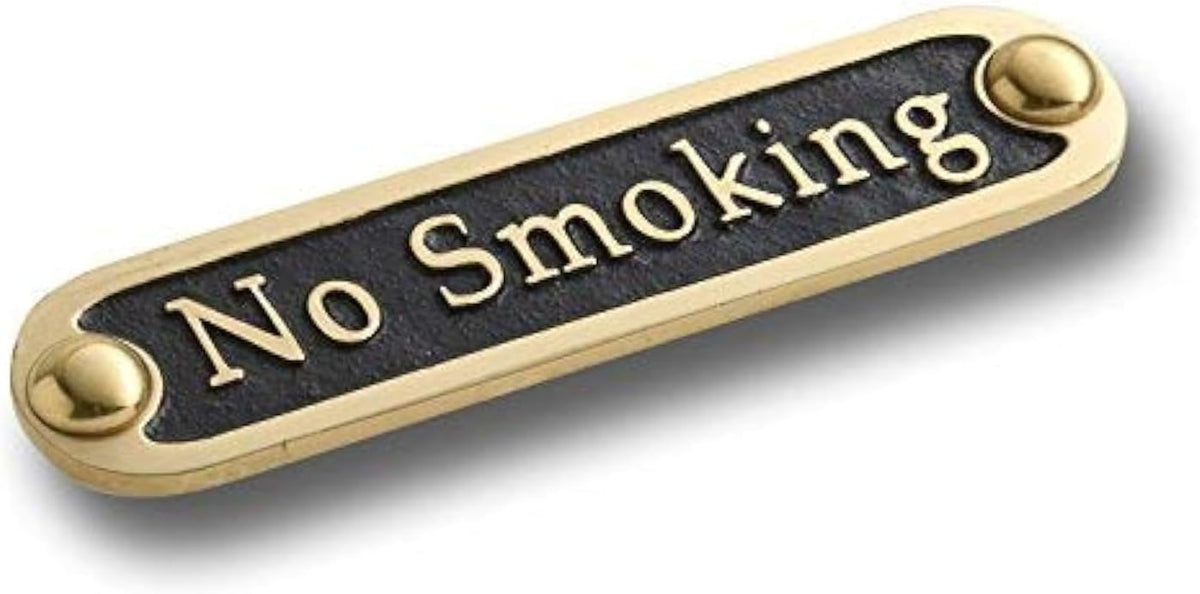 No Smoking Brass Door Sign. Traditional Style Home Décor Wall Plaque Handmade By The Metal Foundry