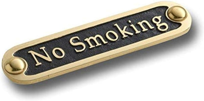 No Smoking Brass Door Sign. Traditional Style Home Décor Wall Plaque Handmade By The Metal Foundry