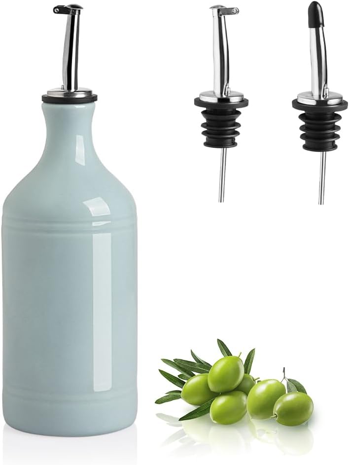 Sweejar Ceramic Olive Oil Dispenser Bottle, Opaque Oil Cruet Protects Oil to Reduce Oxidation