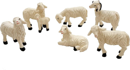 Miniature Garden Figurines Set of 6 Sheep Statues - Outdoor Decor Art for Fall Winter - Patio