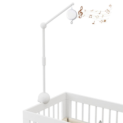 Crib Mobile Arm with Music Box,32.5 Inch White Crib Mobile Stand,Wooden Mobile Arm for Crib (2