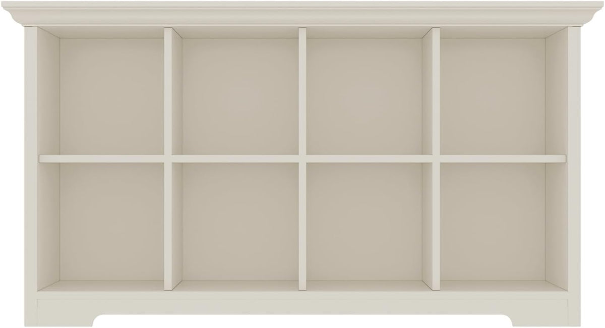 Cube Shelf Bookcase with Base - Wooden 2 Tiers Floor Standing Low Storage Cabinet for Home and