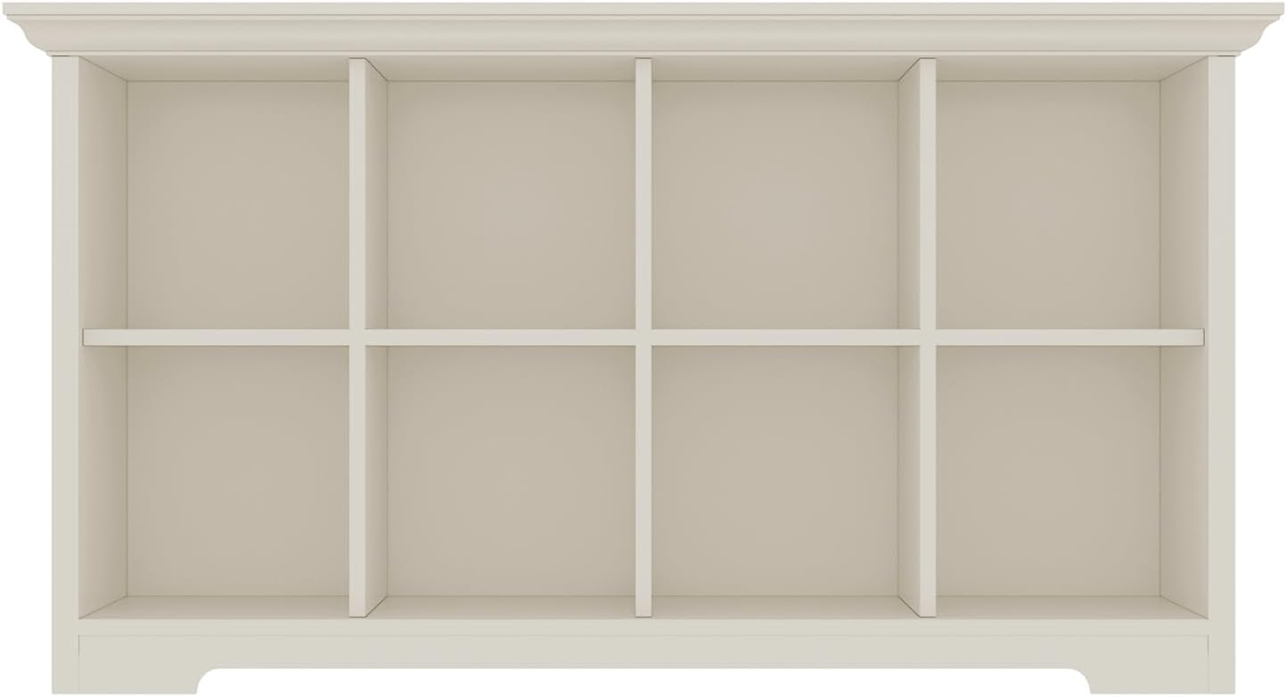 Cube Shelf Bookcase with Base - Wooden 2 Tiers Floor Standing Low Storage Cabinet for Home and