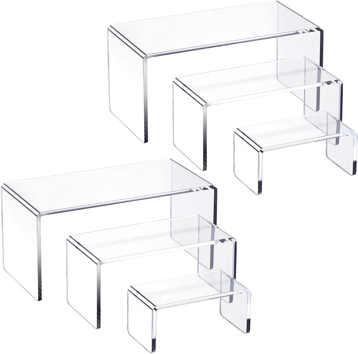 HIIMIEI Acrylic Risers for Display Clear 3-Tier Risers Stands Showcase for Amiibo Funko Pop
