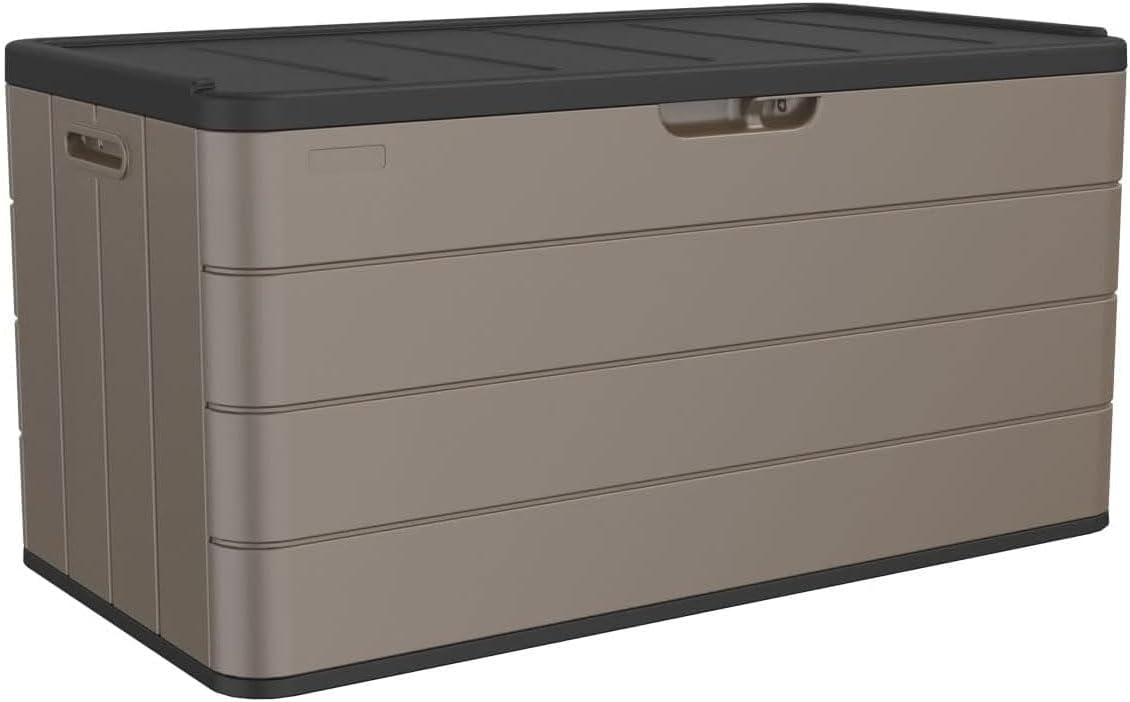 100 Gallon Plus Outdoor Storage Box Waterproof Lockable Resin Deck Box Large, Patio Storage Bin for