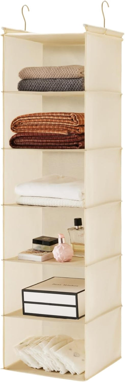 MAX Houser 6 Tier Shelf Hanging Closet Organizer, Cloth Hanging Shelf with 2 Sturdy Hooks for