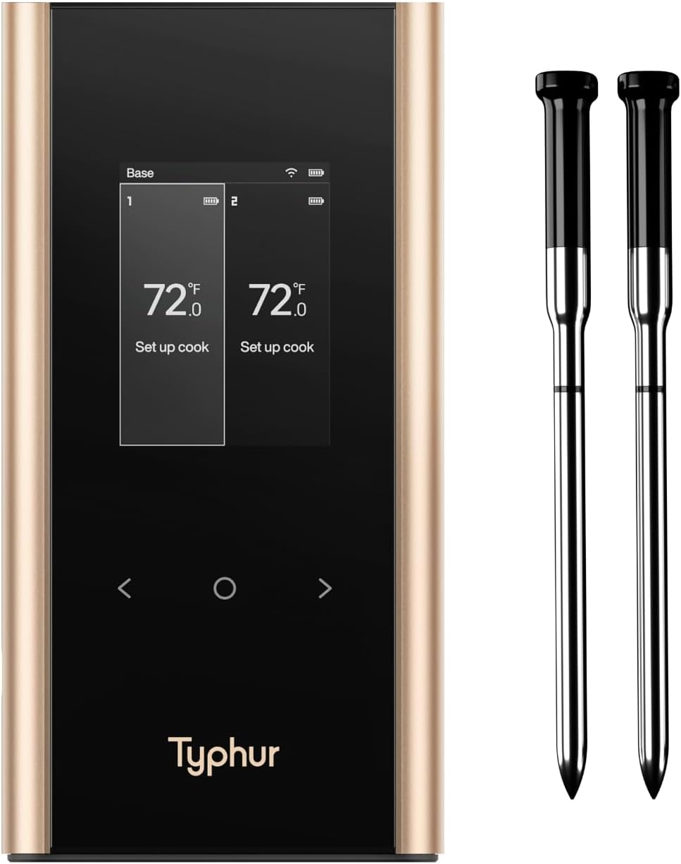 Sync Gold Wireless WiFi Meat Thermometer, 2 Slim Probes, 6 Sensors, 10x Stronger Signal, ±0.5℉
