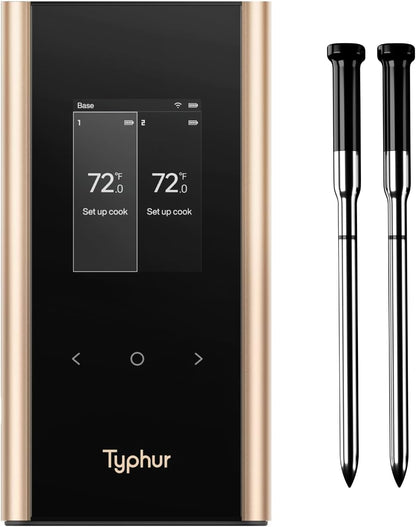 Sync Gold Wireless WiFi Meat Thermometer, 2 Slim Probes, 6 Sensors, 10x Stronger Signal, ±0.5℉