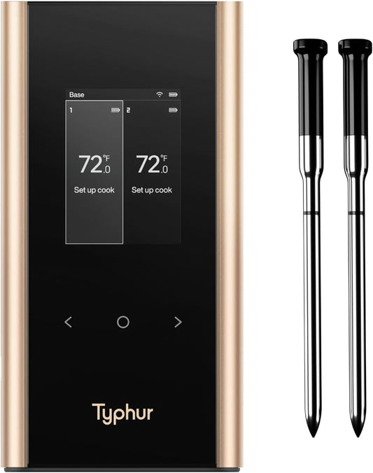 Sync Gold Wireless WiFi Meat Thermometer, 2 Slim Probes, 6 Sensors, 10x Stronger Signal, ±0.5℉