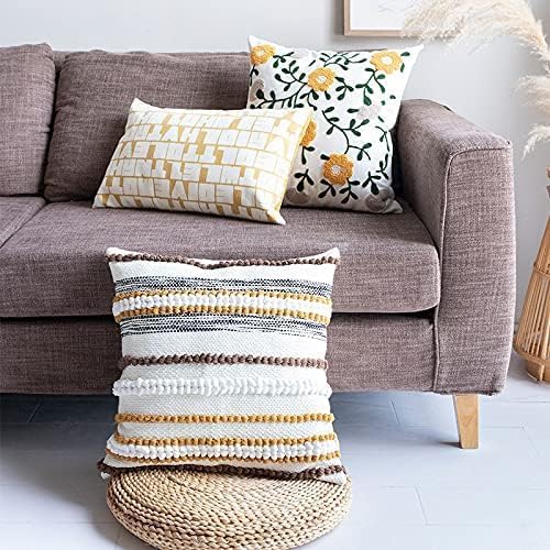 MOCOFO Canvas Embroidered Pillow Case Spring Embroidery Craft Modern Simple Sofa Office Pillow
