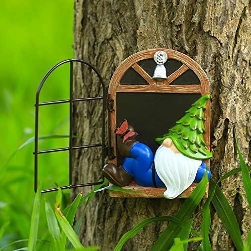 Whimsical Fairy Garden Gnome Statue, Tree Faces Decor Outdoor -5.9 Inch, Funny Garden Tree