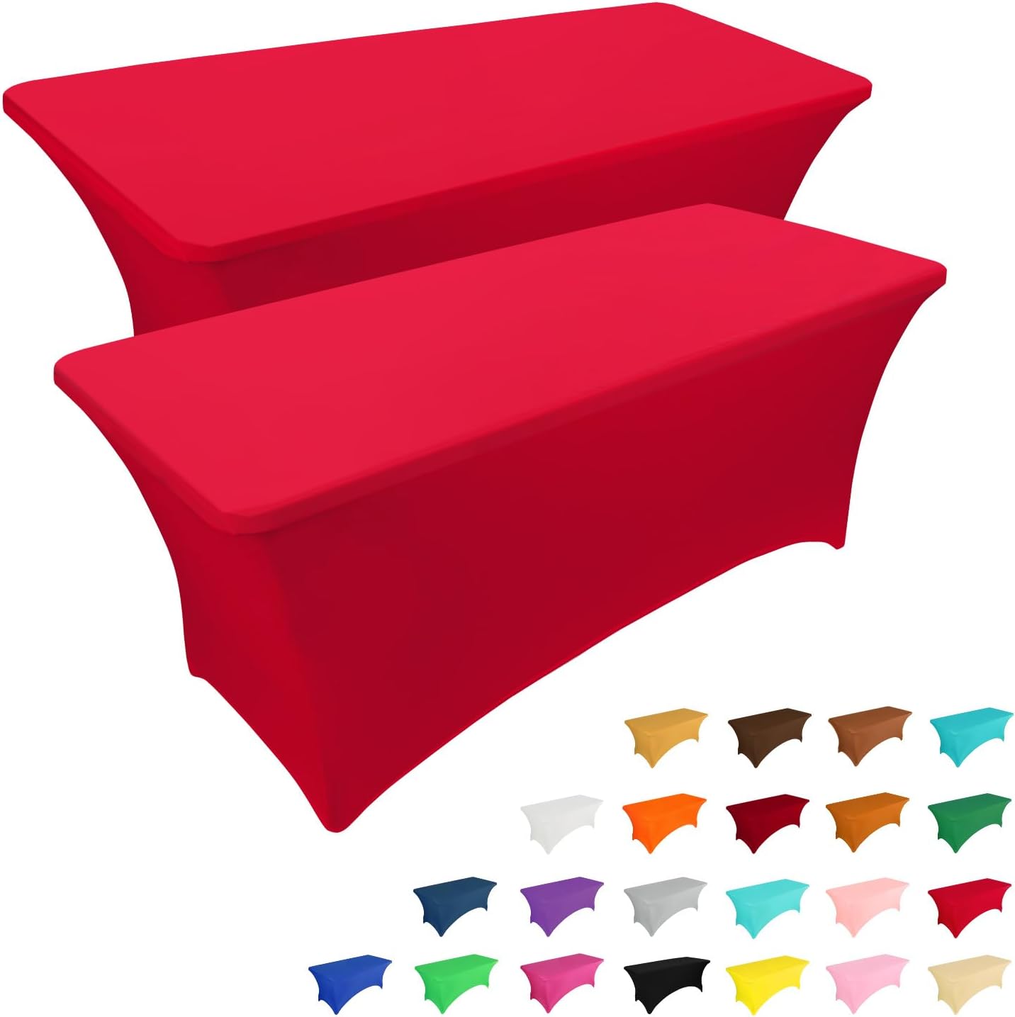 IVAPUPU 2 Pack 4FT Table Cloth for Rectangular Fitted Events Stretch Red Table Covers Washable