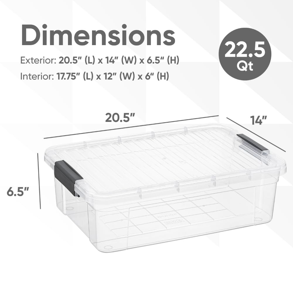 Superio Storage Bins with Lids, Clear Plastic Containers for Organizing, Stackable Totes, BPA Free