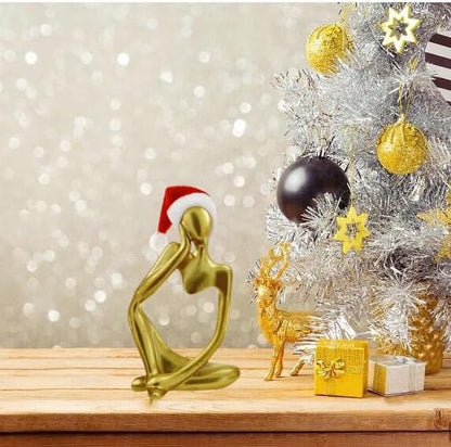 Christmas Gold Home Decor Thinker Statue Accents, 2025 Xmas Thinker Sculptures Office Decor Modern