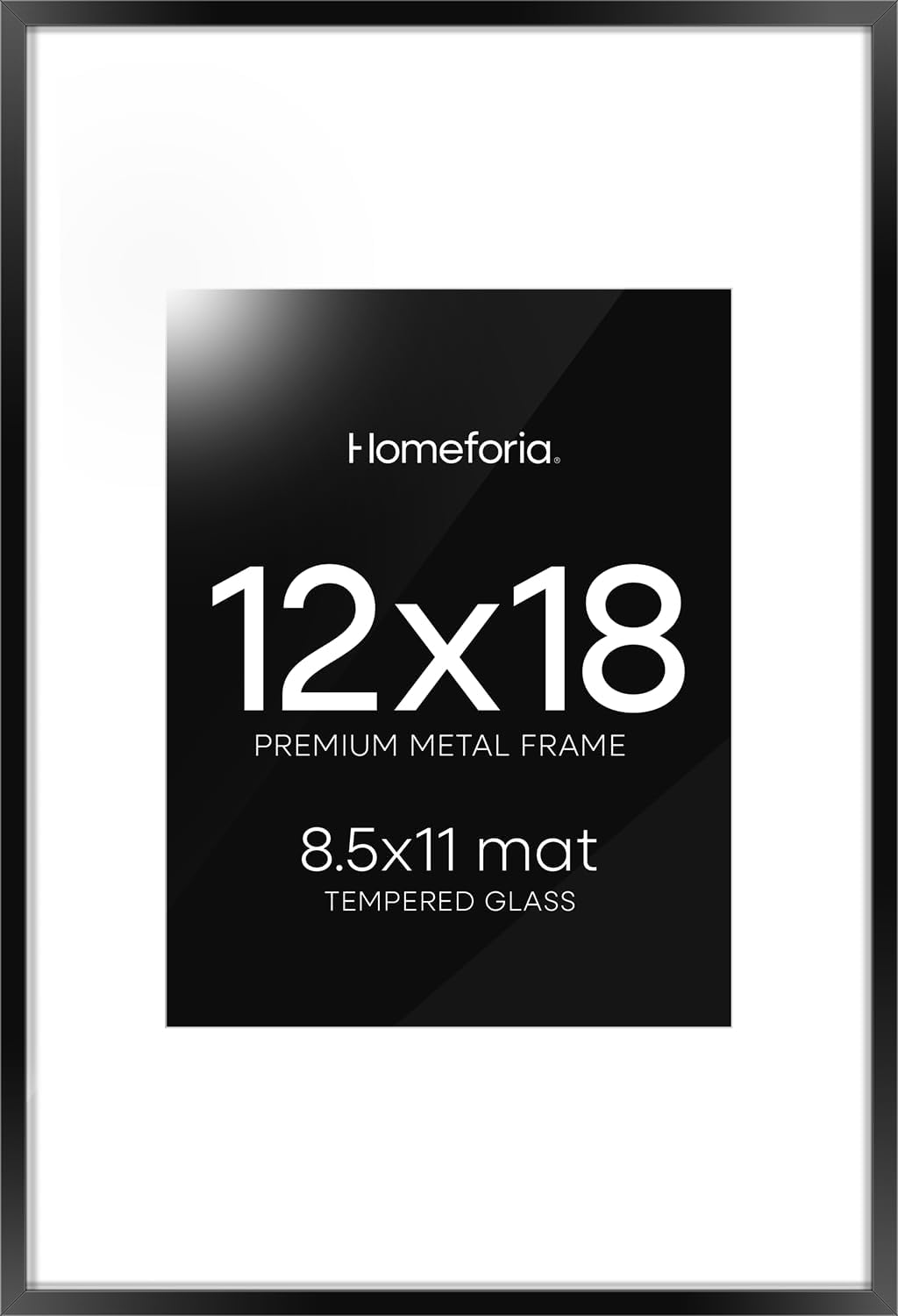 Homeforia 12x18 Picture Frame Black, High End Metal 12x18 Poster Frames with Mat 8.5x11 Photo, 12 x