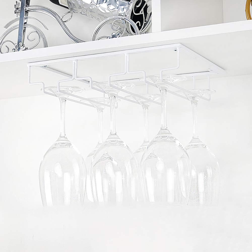 Wine Glass Rack - Under Cabinet Stemware Wine Glass Holder Glasses Storage Hanger Metal Organizer