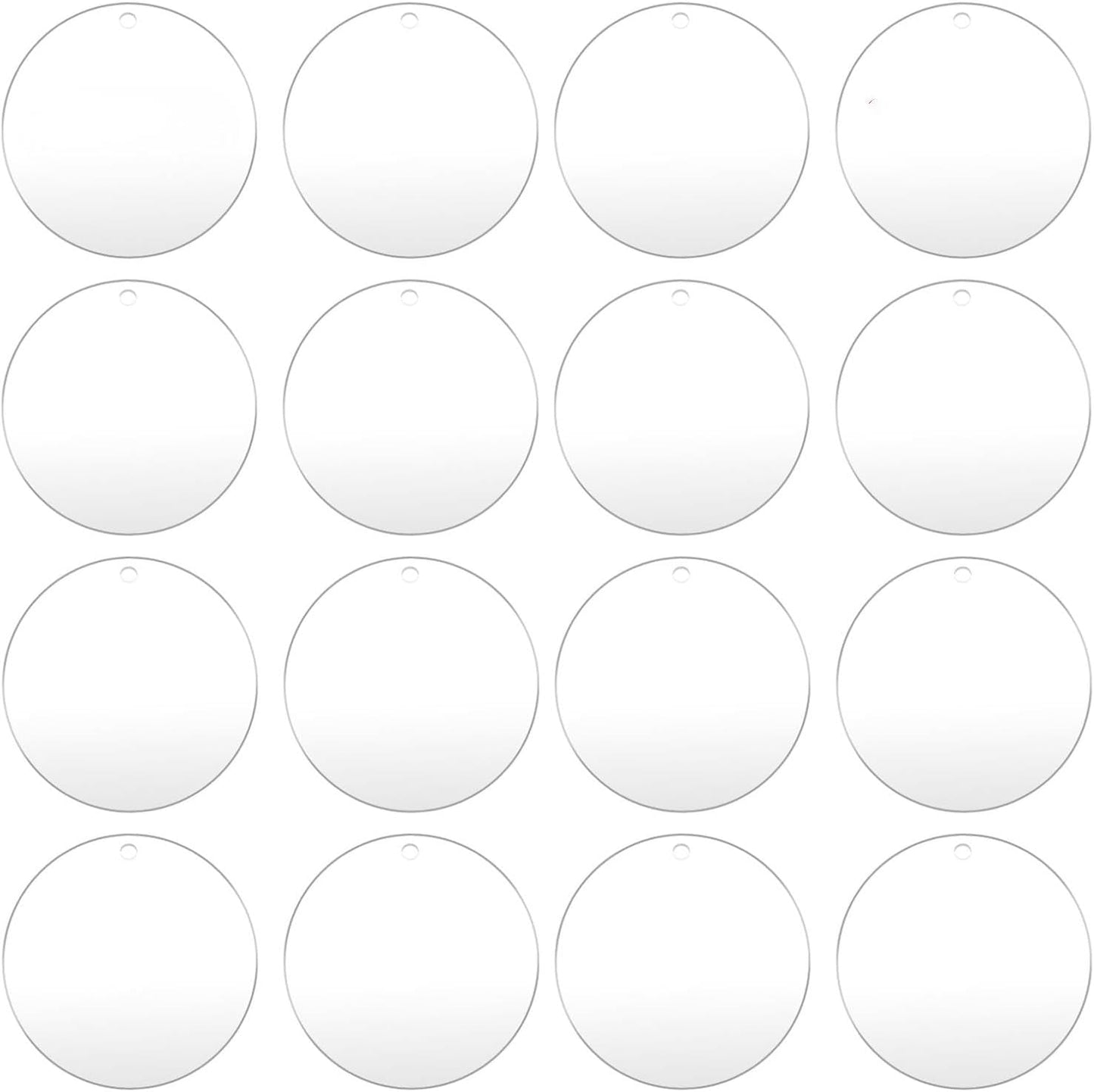 100pcs with Holes 1inch Blank Mini Acrylic Round Sheets, 2mm Thick Clear Circular Blank Tags for
