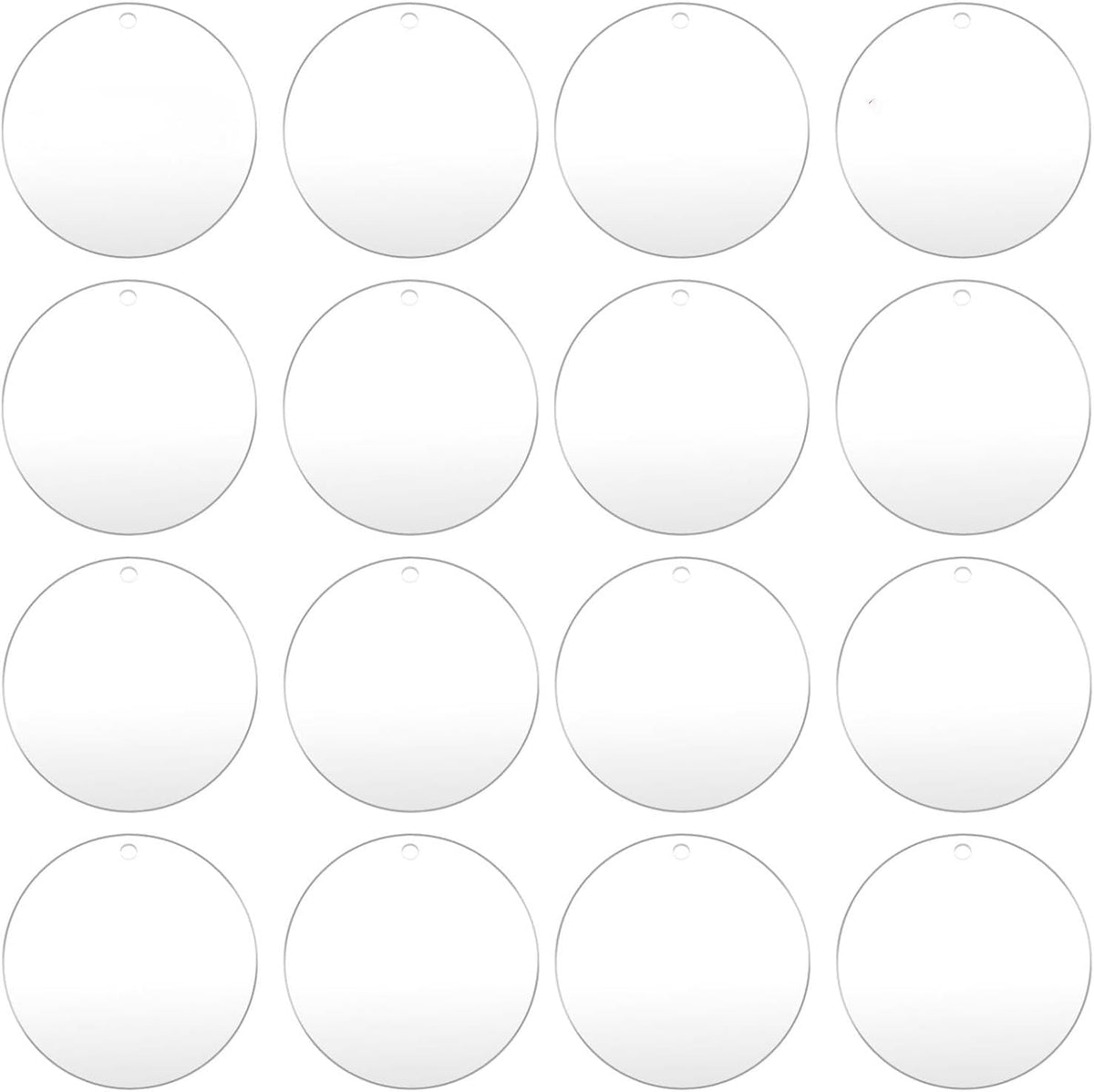 100pcs with Holes 1inch Blank Mini Acrylic Round Sheets, 2mm Thick Clear Circular Blank Tags for