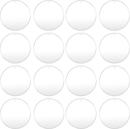 100pcs with Holes 1inch Blank Mini Acrylic Round Sheets, 2mm Thick Clear Circular Blank Tags for