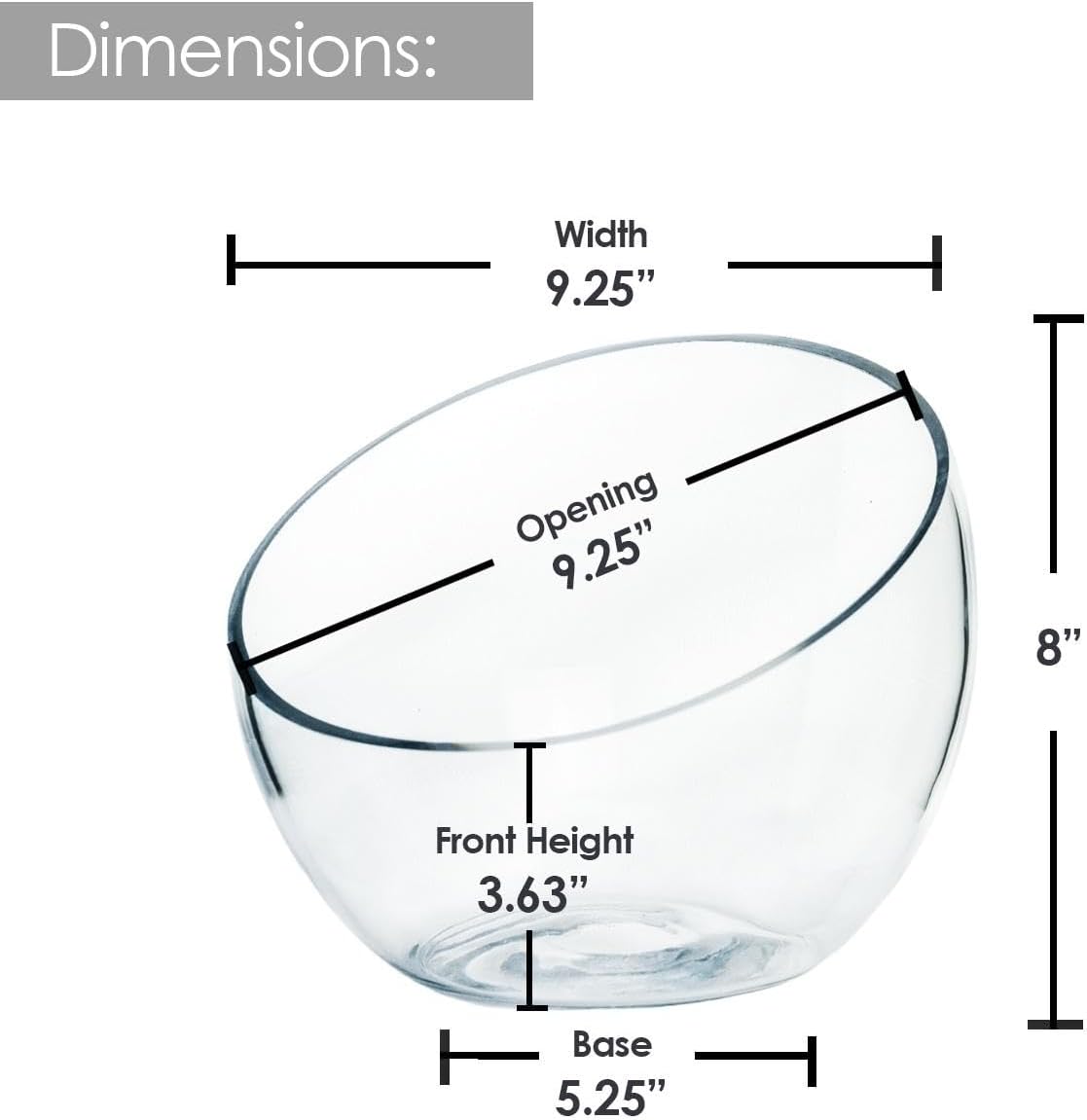 Craft And Party, Slantted Glass Cut Bubble Bowl, 8.5" Height x 10" Width Slantted Bubble vase for