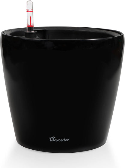 Dexceder 11x10 Inches High Gloss Self Watering Planter Indoor Outdoor, Inner Pot Design, Thickened