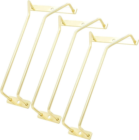 8.8-Inch Gold Wine Glass Rack, Under Cabinet Wine Glass Holder Stainless Steel Stemware Rack