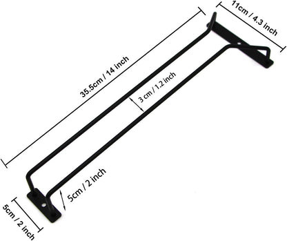 14-Inch Black Wine Glass Rack, Under Cabinet Wine Glass Holder, Stemware Rack, Hanging Stemware