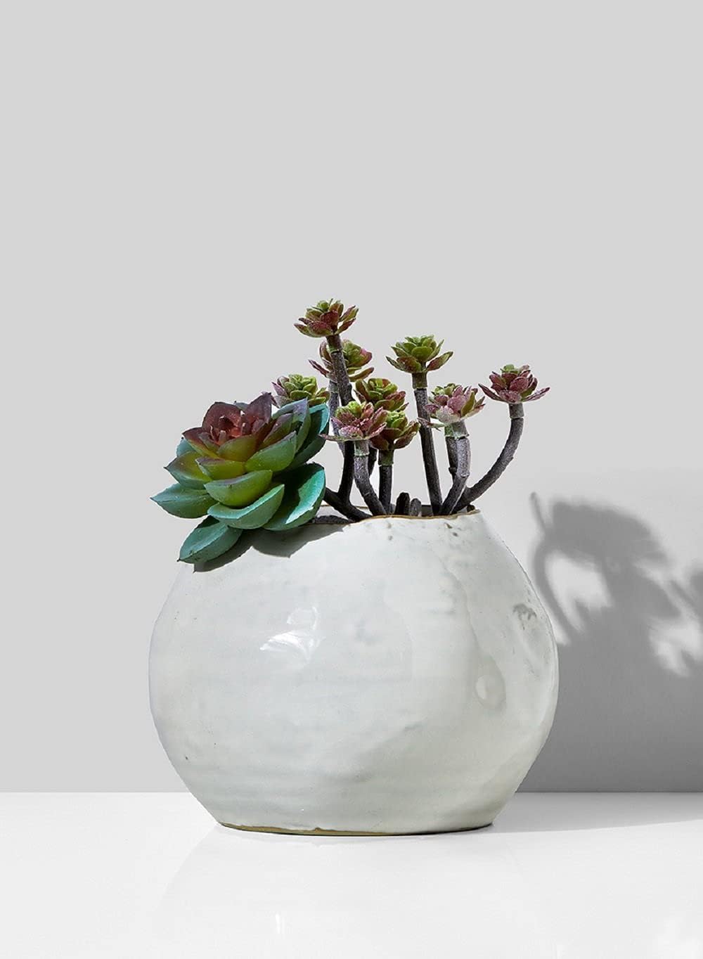 Serene Spaces Living Glazed Ceramic Fishbowl Vase- Centerpiece for Vintage Weddings, Events