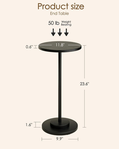 Masupu Drink Table, Round Side Table for Small Spaces, Pedestal Side Table, Small End Table with
