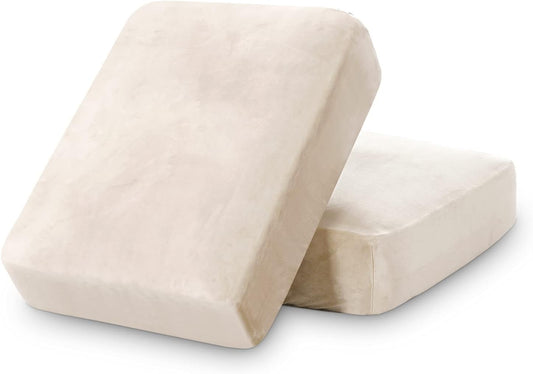 PrinceDeco Velvet Couch Cushion Cover Stretch Sofa Seat Covers Washable Cushion Slipcover for Chair