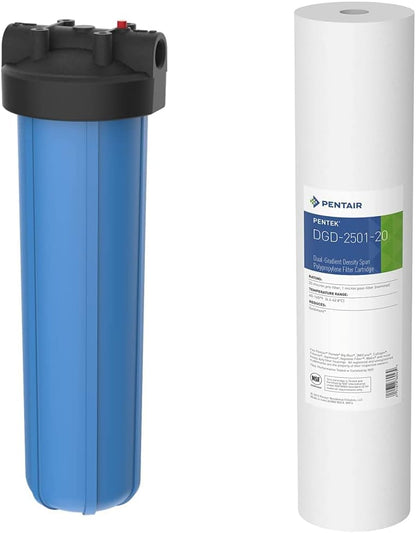 Pentair Pentek Big Blue Filter Housing Bundle with Water Filter Cartridge | Heavy Duty Whole House