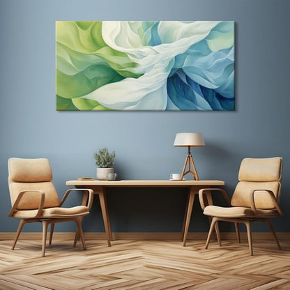 LASMOND Abstract Lines Wall Art for Living Room Canvas Prints Aqua Turquoise Blue Green Artwork