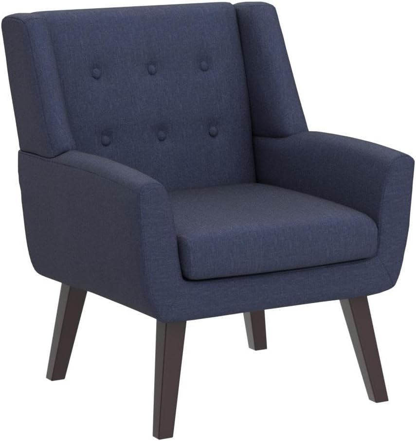 HUIMO Accent Chair Living Room Chair, Upholstered Button Tufted Armchair, Linen Fabric Sofa Chairs