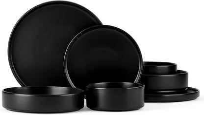 Onader Stoneware Dinnerware Set for 2 with Pasta Bowl, 8 Piece Plates and Bowls Dish Dinner Set