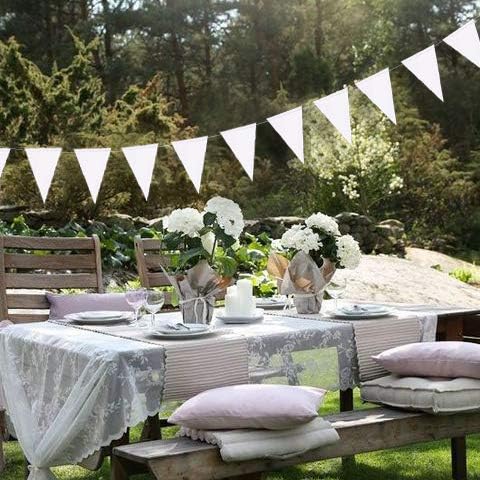 40 Ft White Party Decorations Triangle Pennant Banner Pearlescent Shimmer White Paper Flags Bunting