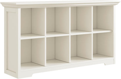 Cube Shelf Bookcase with Base - Wooden 2 Tiers Floor Standing Low Storage Cabinet for Home and