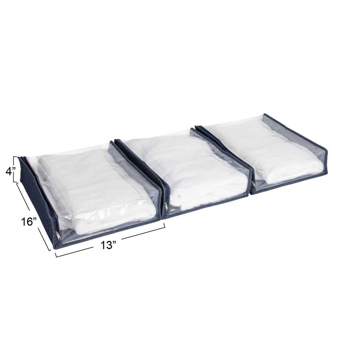 Household Essentials Under Bed Zippered Sweater Storage Bags with Clear Vision Panel, Set of 3