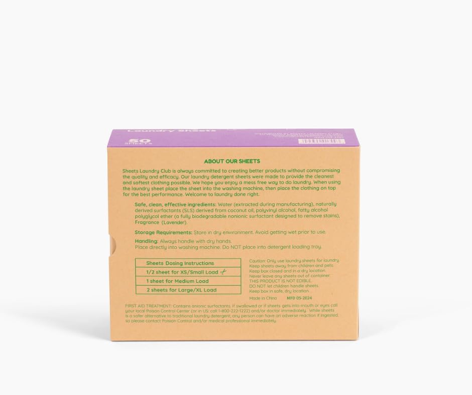 Sheets Laundry Club Laundry Detergent Sheets, 100 Loads - Lavender Scent, Eco-Friendly