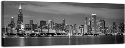 Wieco Art Chicago City Center Skyline in Black and White Canvas Prints Modern Canvas Art Cityscape