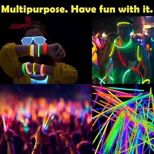 GiftExpress Glow Sticks Bulk 600 Pcs for New Year - 8" Assorted Neon Color Glow In The Dark