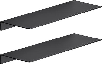 JOOM 2 PCS Small Floating Shelf, 12'' Metal Wall Shelf, Black, Bathroom, Durable, Waterproof
