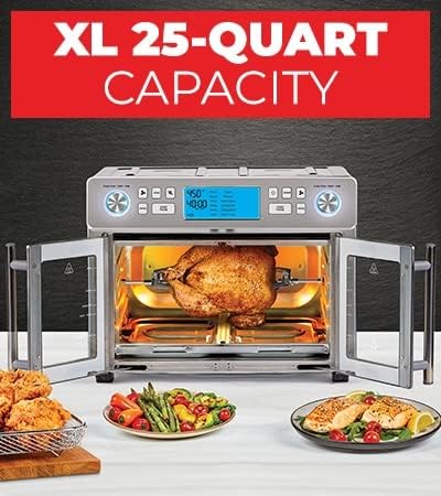 Emeril Lagasse Dual Zone 360 Air Fryer Oven Combo with French Door, 25 QT Extra Large, Cook Two