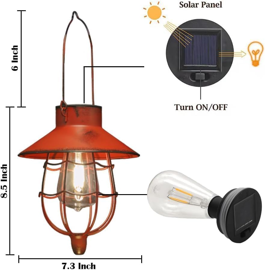 YAKii 6 Pack Solar Lantern Hanging Waterproof Outdoor Metal Solar Lamp with Warm White Light