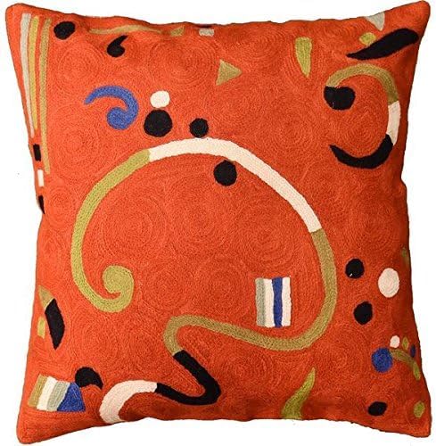 Kandinsky Modern Pillow Cover - Orange Ribbon | Mid Century Chair Cushions | Orange Abstract