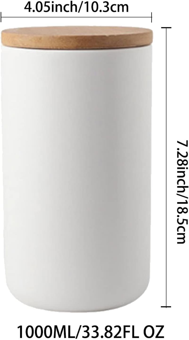 Ceramic Food Storage Jar Canister Modern Design Food Canisters with Airtight Seal Bamboo Lid, Loose