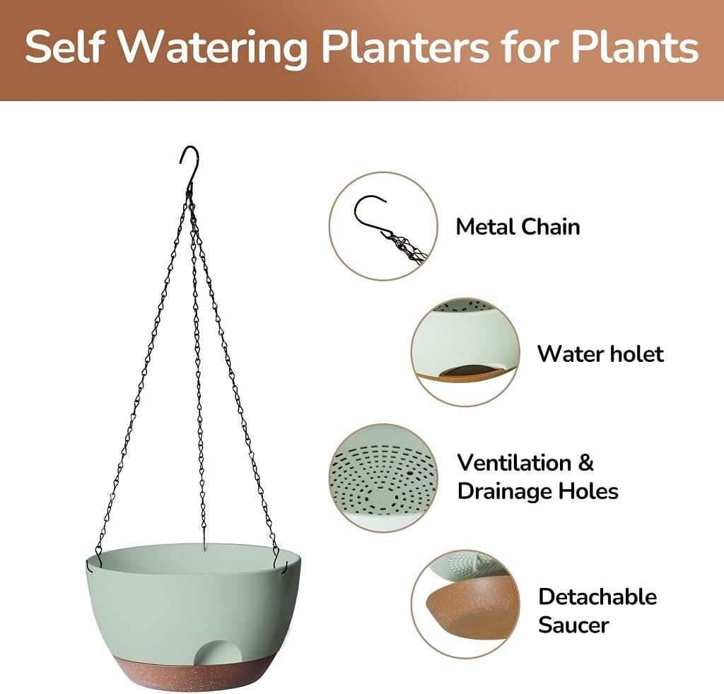 12 Inch Hanging Baskets for Plants Outdoor, Hanging Planters for Indoor Outdoor Plants, Hanging