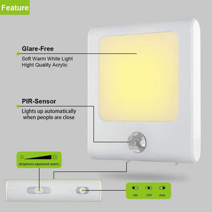 MAZ-TEK Plug in Motion Sensor Lights with Adjustable Brightness,Warm White Motion Activated Led
